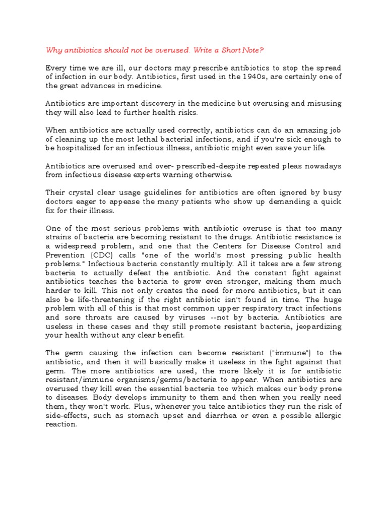 Why Antibiotics Should Not Be Overused PDF Antibiotics Booting
