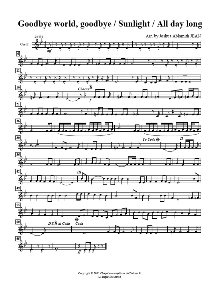 Goodbye World Goodbye Cor F | PDF
