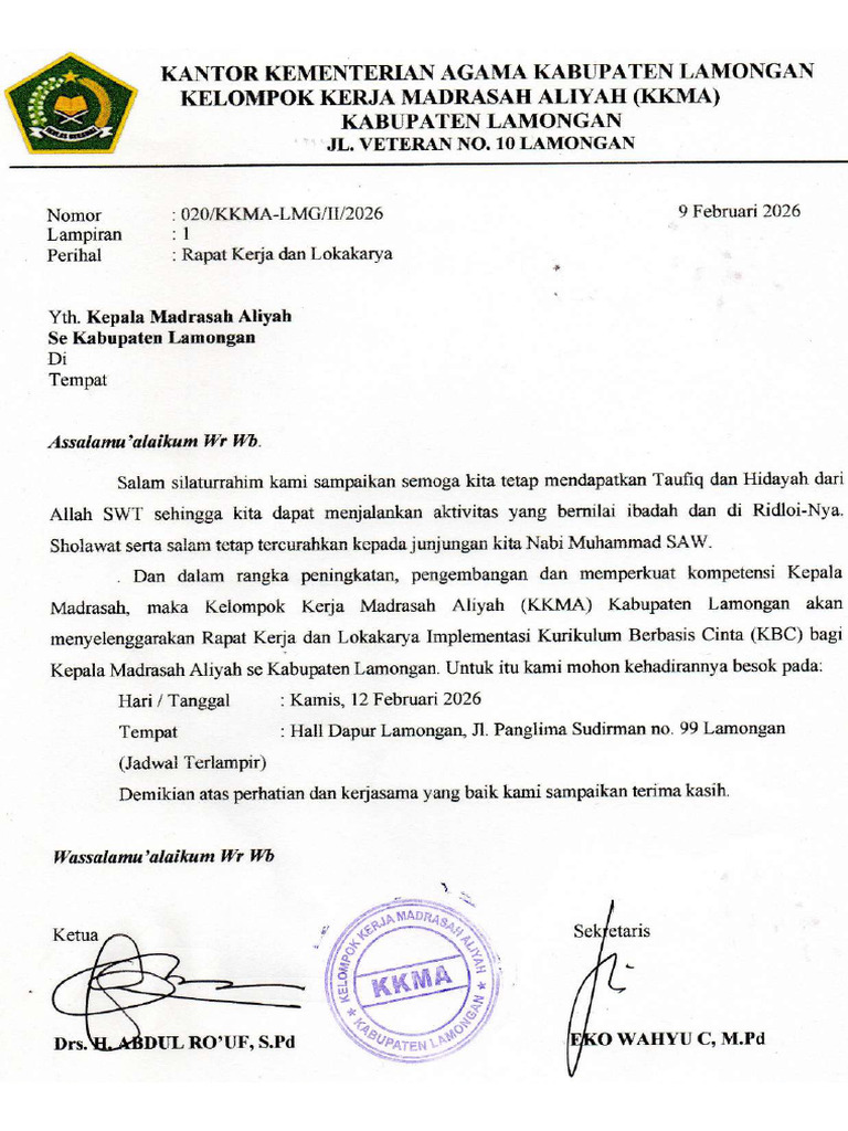 Surat Raker . | PDF