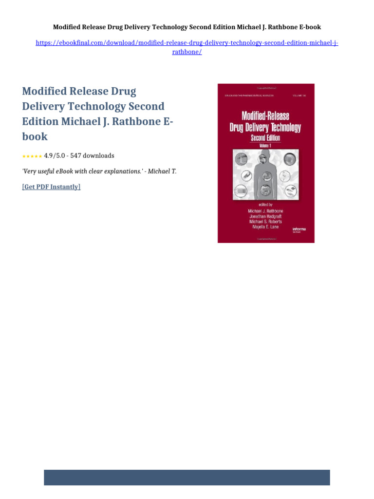 Modified Release Drug Delivery Technology Second Edition Michael J ...