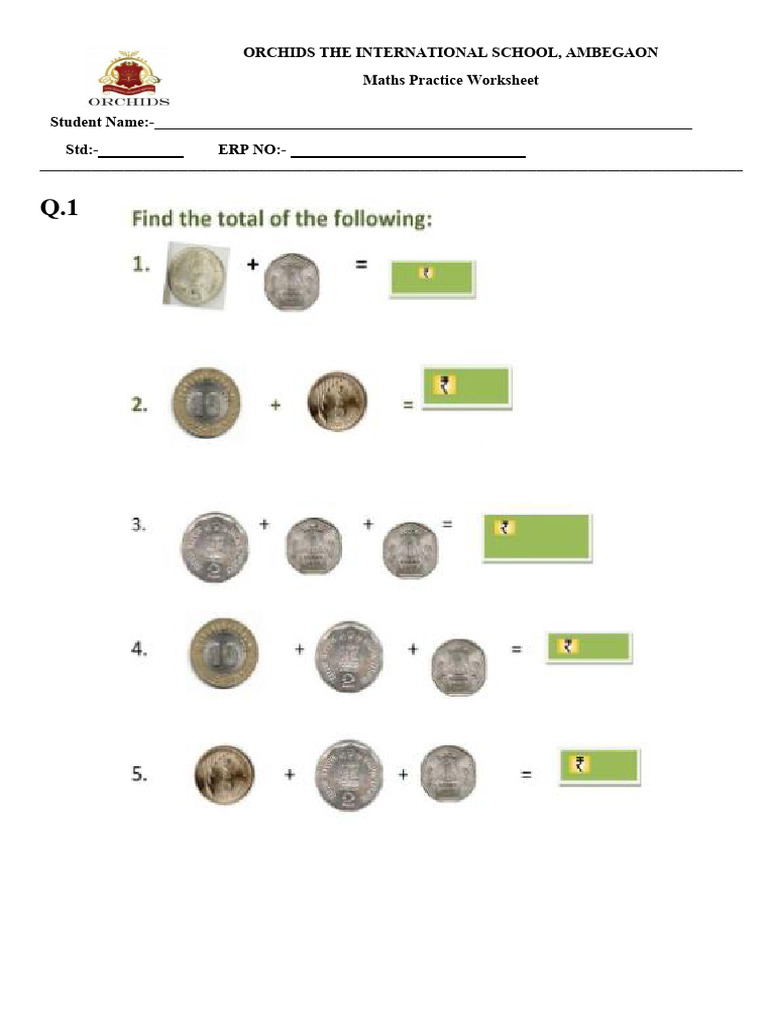 Maths WS (Money) | PDF