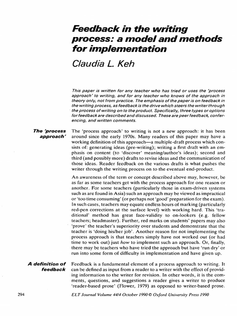 Feedback in The Writing Process A Model | PDF | Question | Teachers