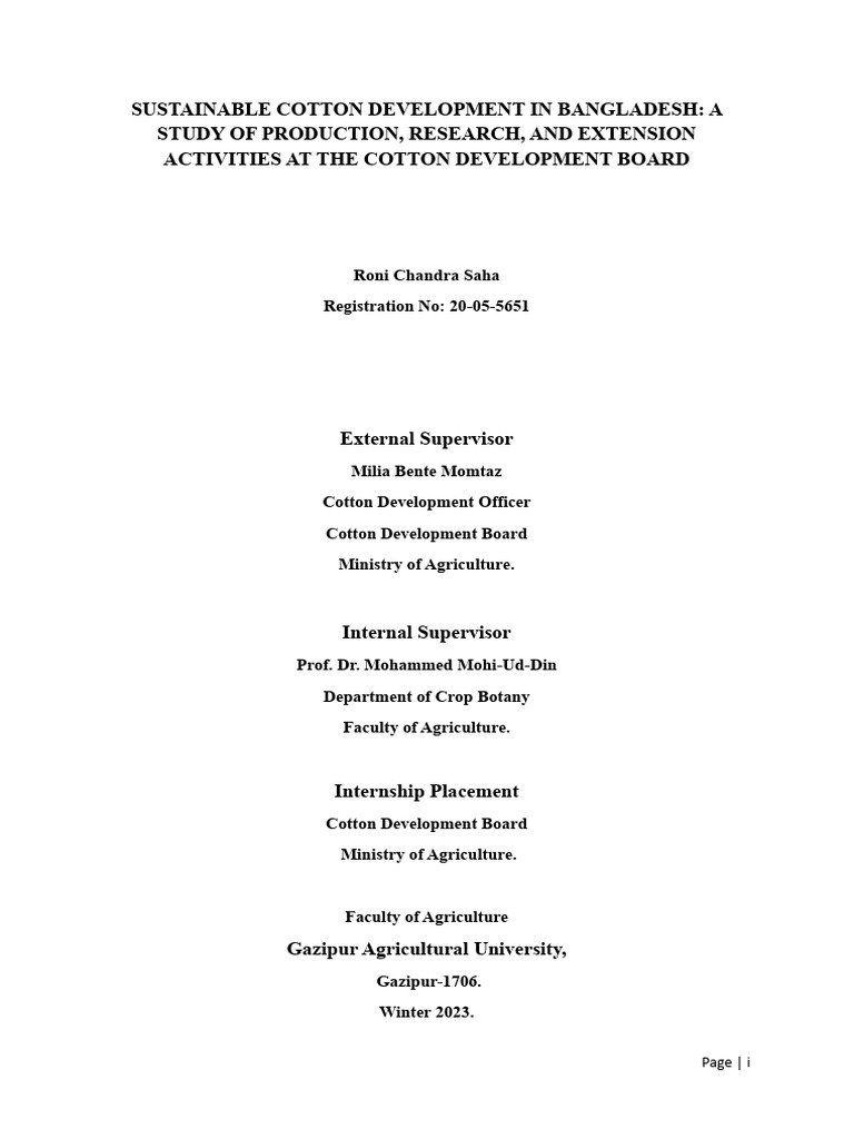 Roni Final Report Revised 2 | PDF | Agriculture | Cotton