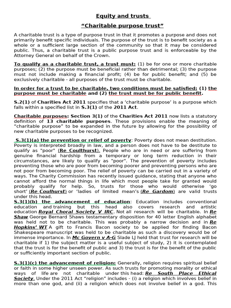 Charitable Purpose Trust | PDF | Charitable Organization | Wills And Trusts