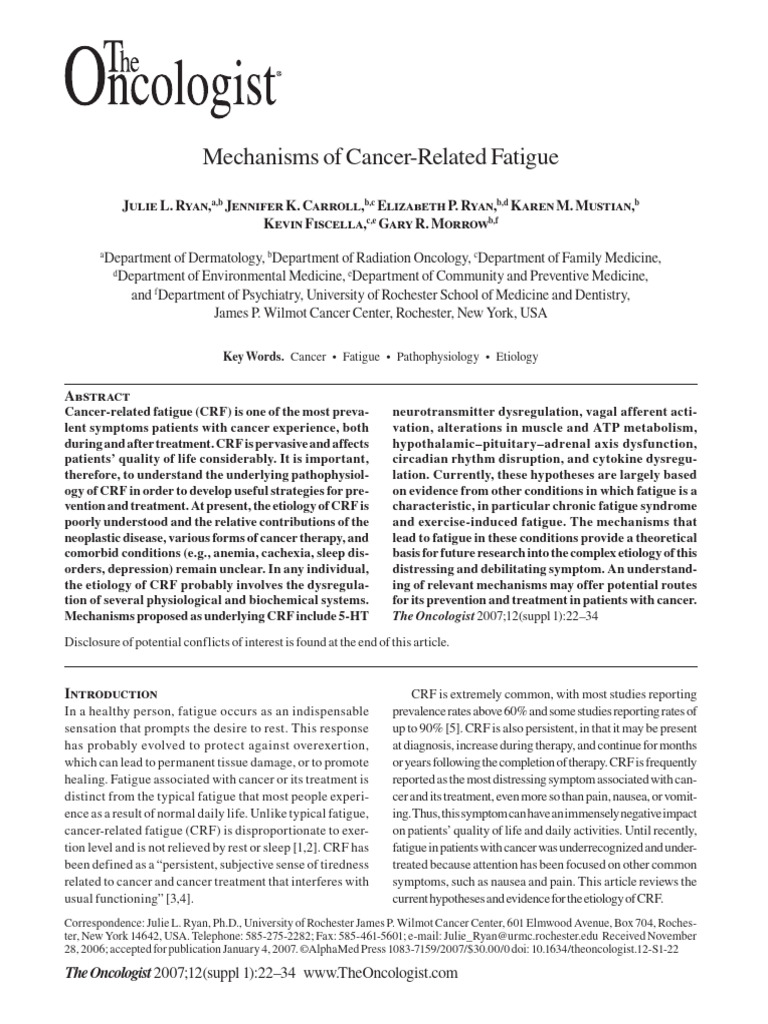 The Oncologist - 2007 - Ryan - Mechanisms of Cancer‐Related Fatigue | PDF