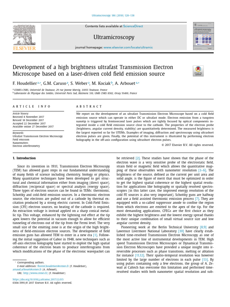 Development of A High Brightness Ultrafast Transmission Electron | PDF