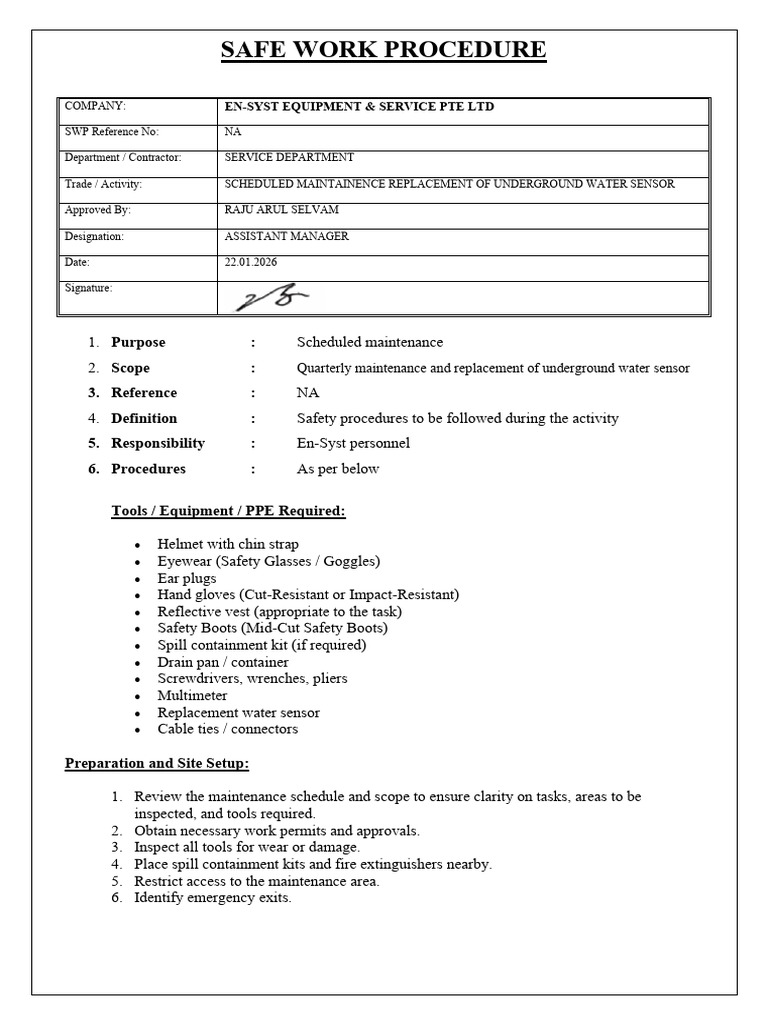 Safe Work Procedure 3 | PDF | Pipe (Fluid Conveyance) | Equipment