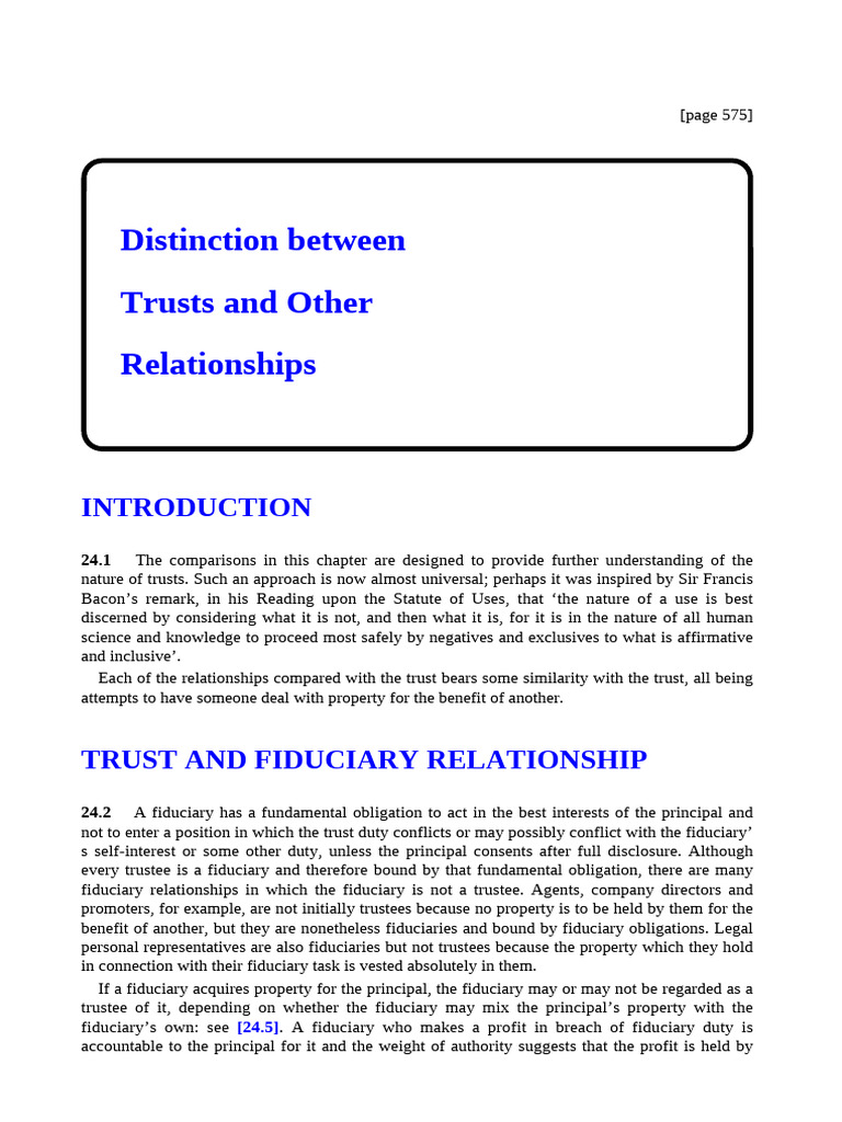 Distinction Between Trusts and Other Relationships | PDF | Bankruptcy ...