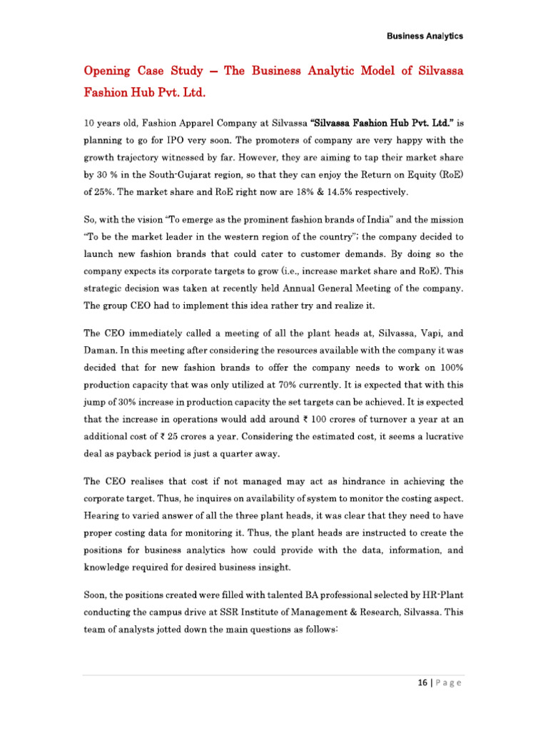 BA&M - Opening Case Study | PDF