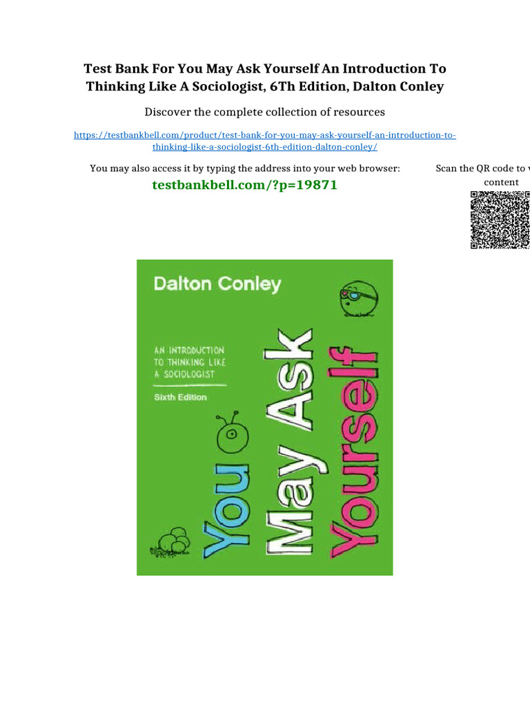Test Bank for You May Ask Yourself An Introduction to