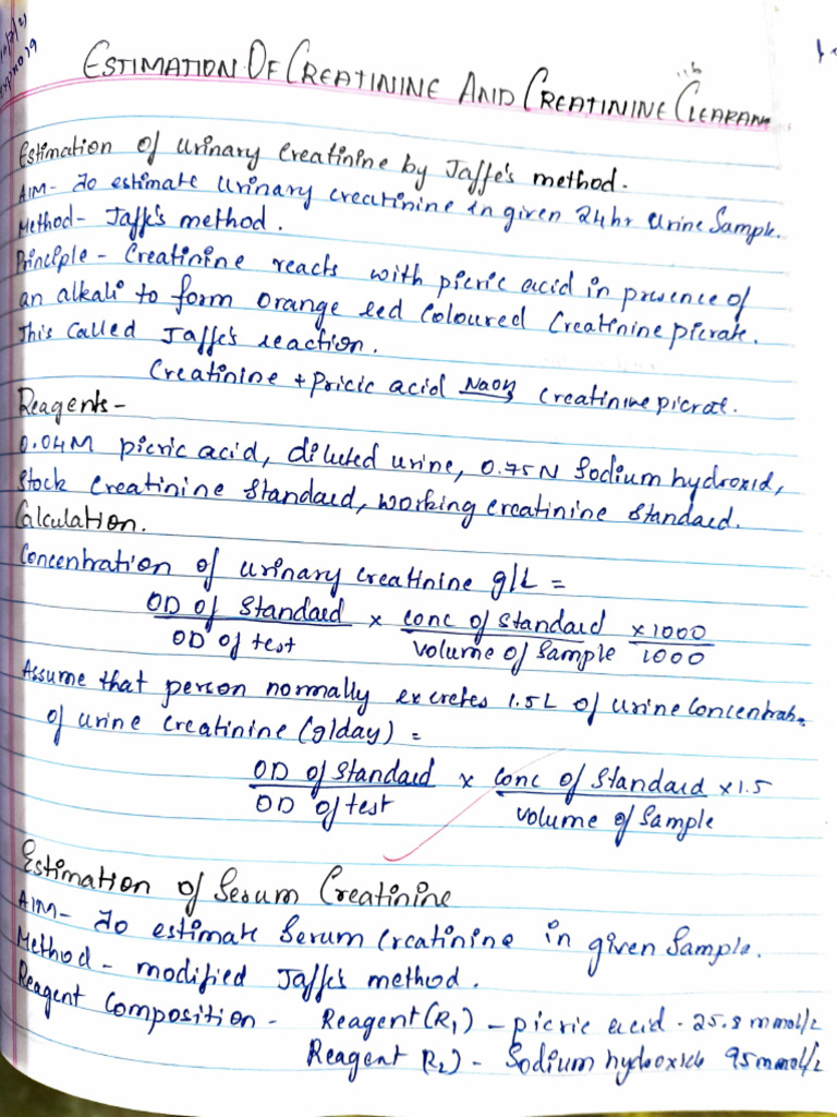 Estimation of Creatinine | PDF
