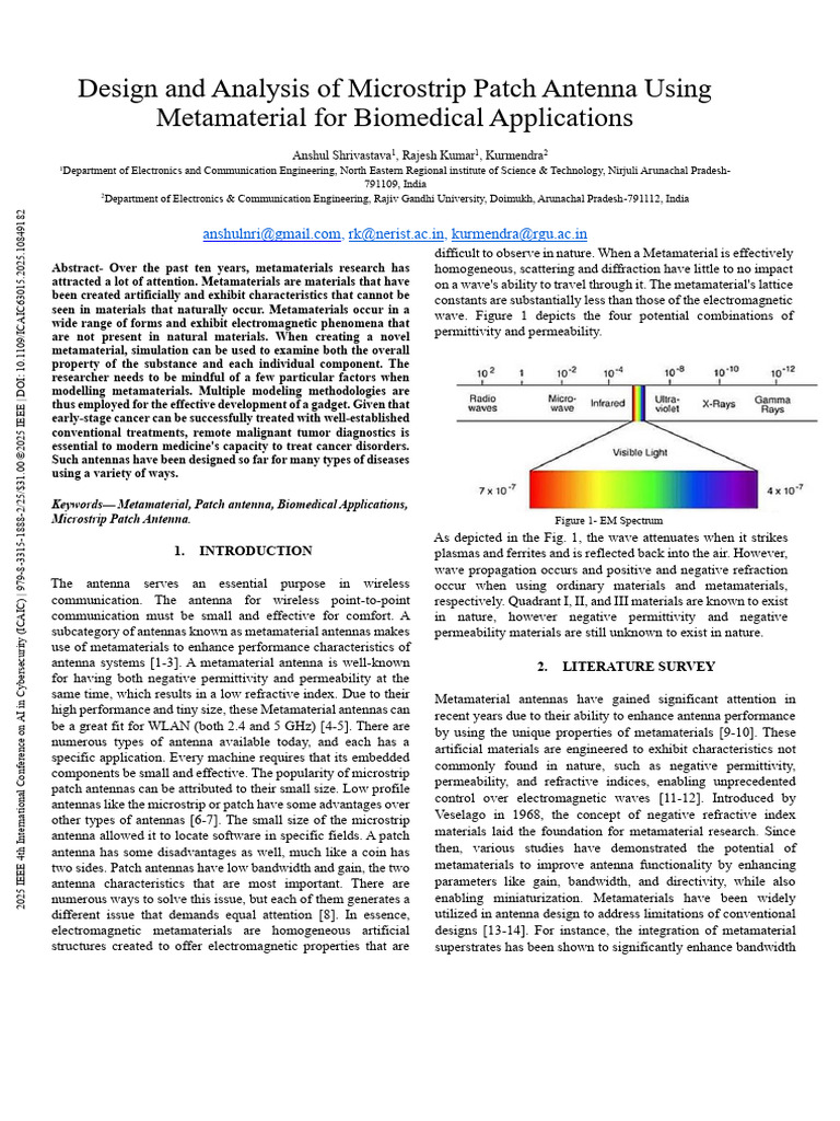 Design and Analysis of Microstrip Patch Antenna Using Metamaterial For ...