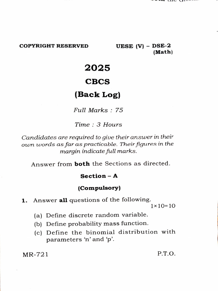 DSE 2 Prob and Statistics | PDF | Probability Distribution | Functions ...