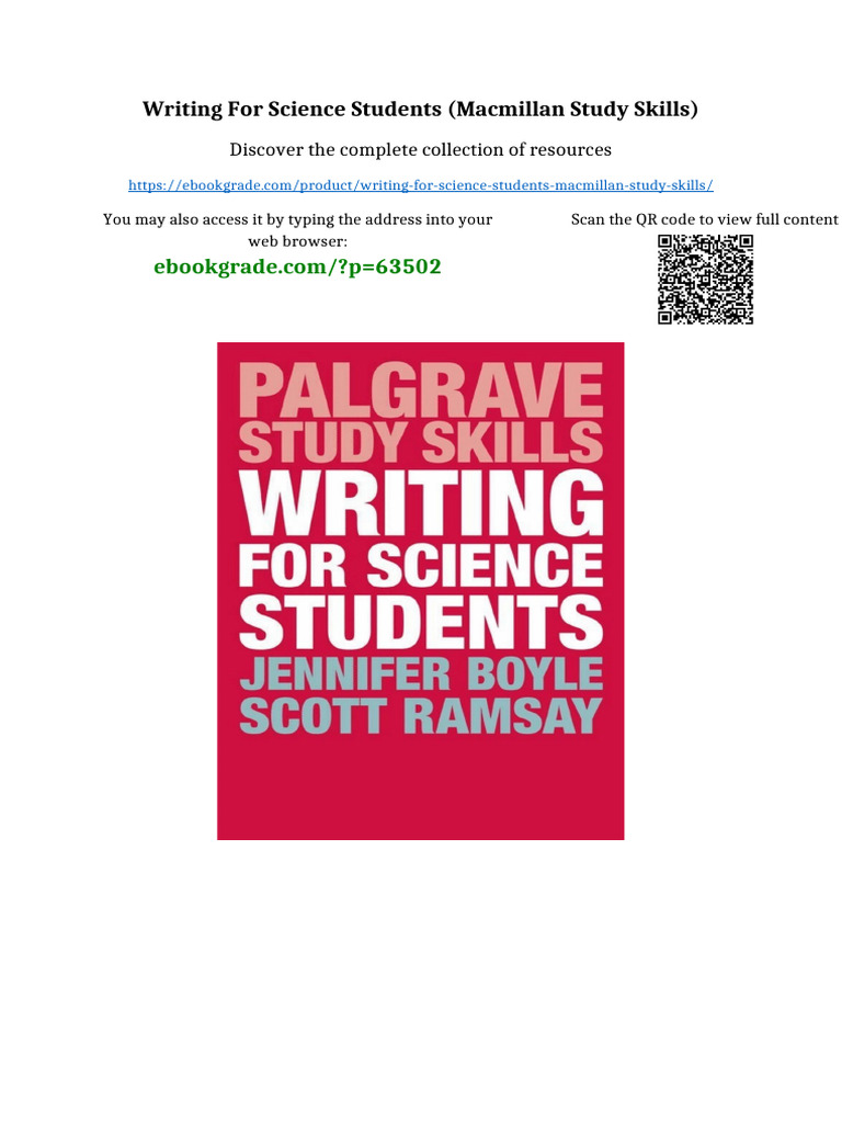 Writing for Science Students (Macmillan Study Skills) sample | PDF