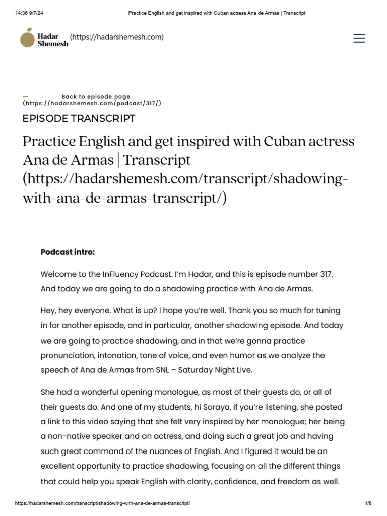 317. Practice English and Get Inspired With Cuban Actress Ana de Armas ...