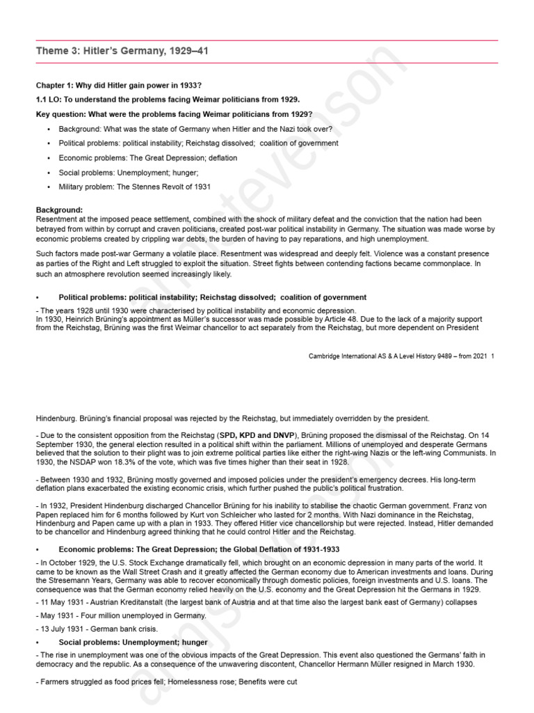 Hitler's-Germany Revision-notes Updated 31-01-2024 2 | PDF | Nazi ...