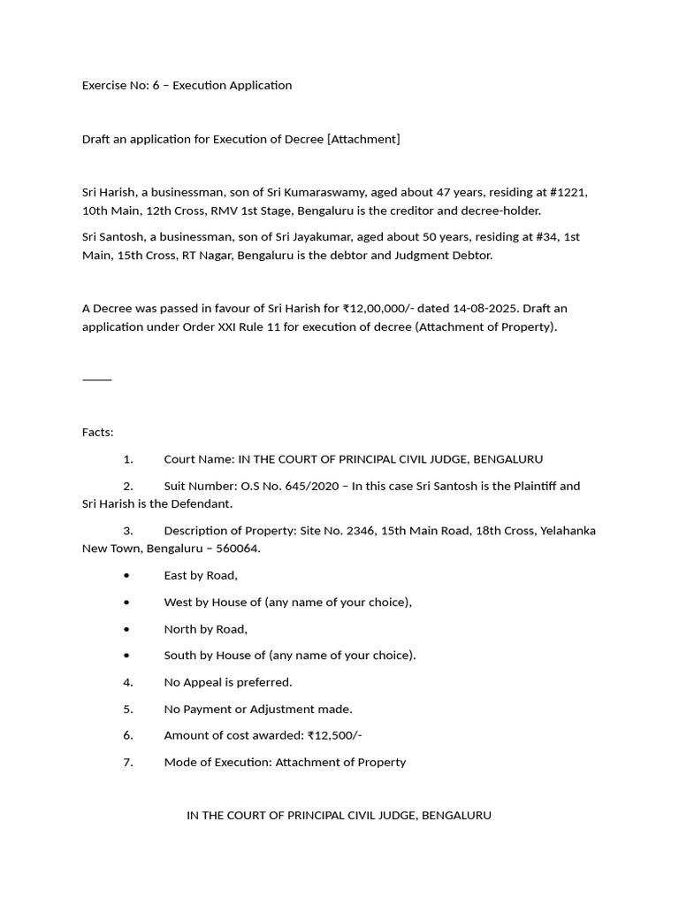 E-6 Execution Petition | PDF