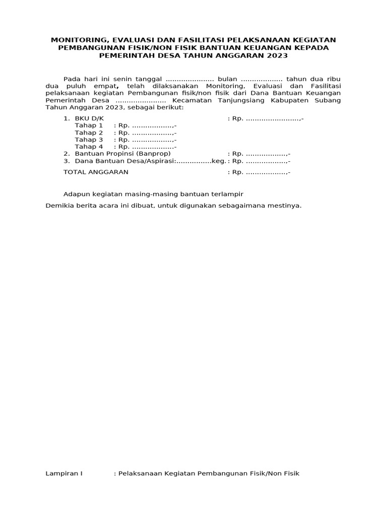 Format Monev PPMD | PDF