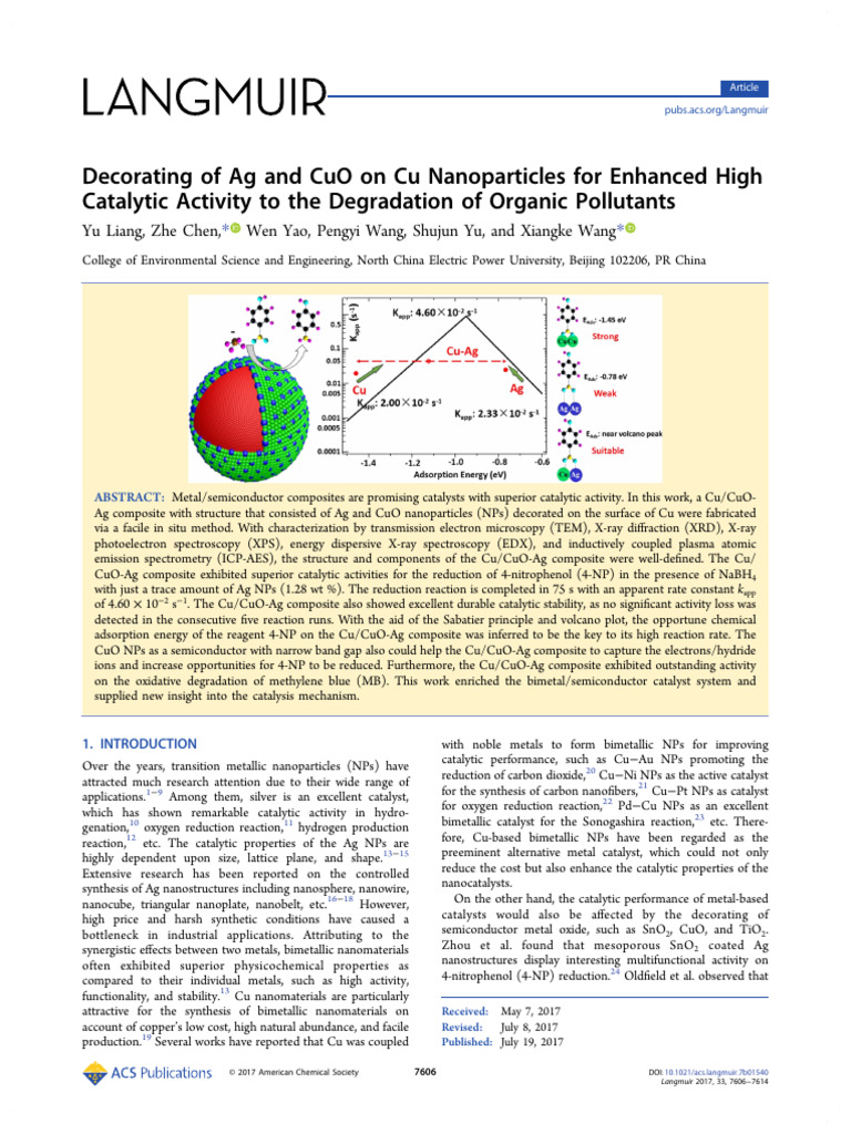 Liang Et Al 2017 Decorating of Ag and Cuo On Cu Nanoparticles For ...