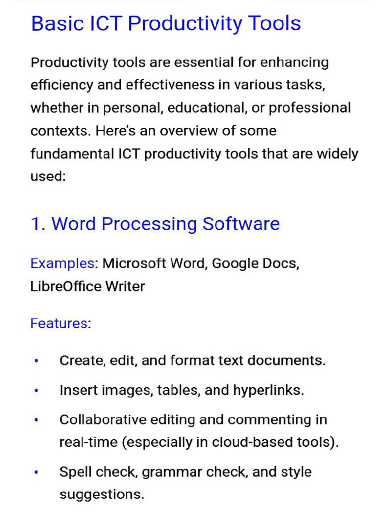 Basic ICT Productivity Tools | PDF
