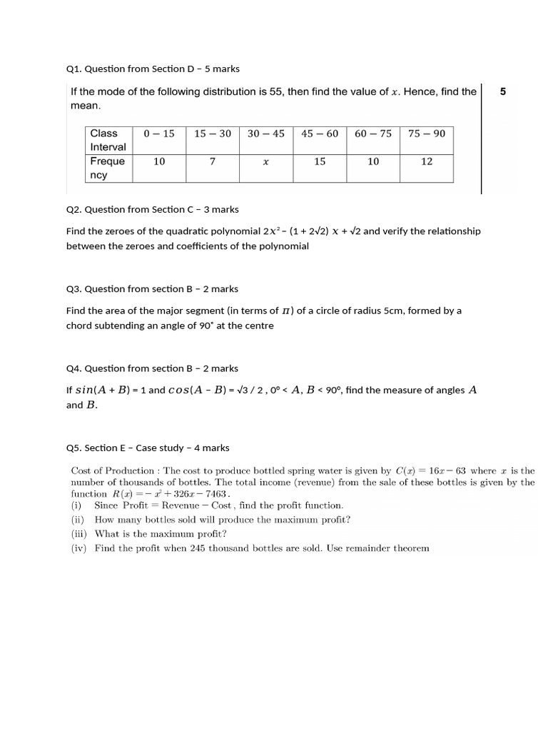 Maths Daily Exercises 30-Jan-2026 | PDF