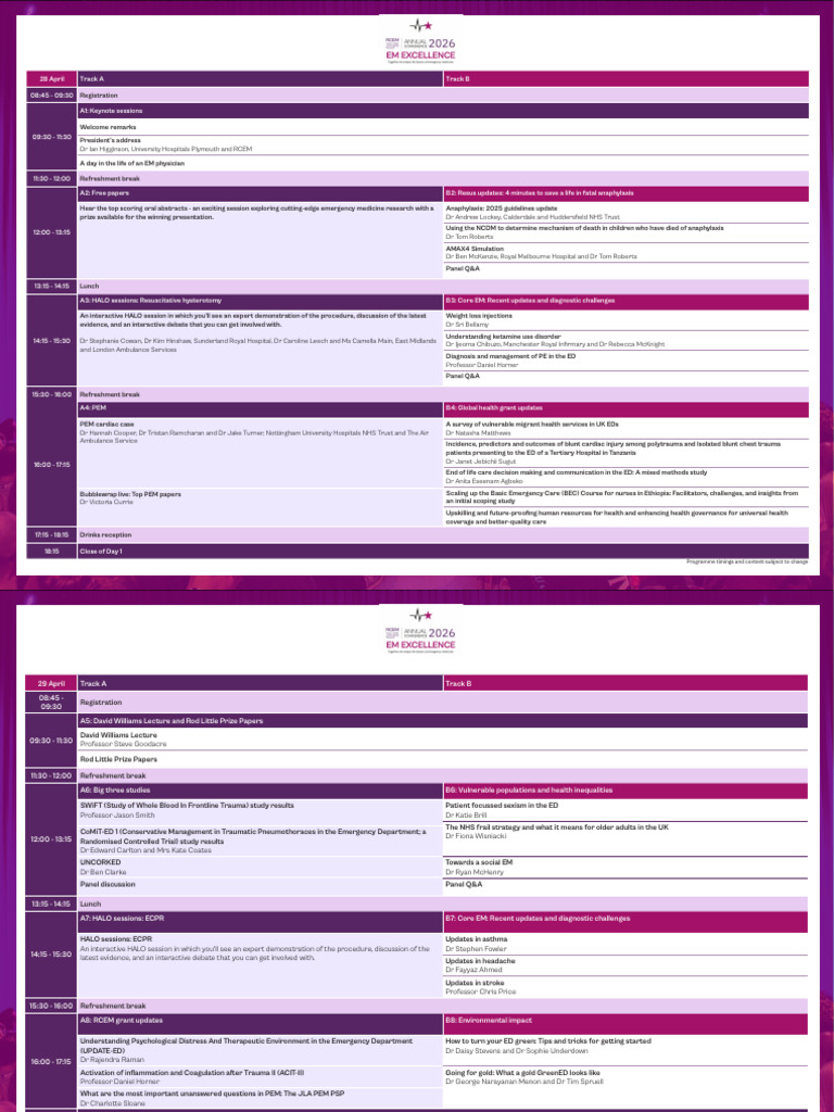RCEM Annual Conference 2026 Virtual Programme v3 | PDF | Emergency ...