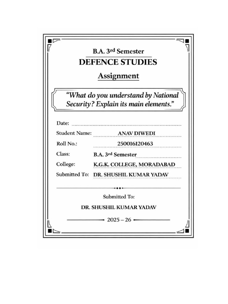 Defence Studies Assignment Pages | PDF