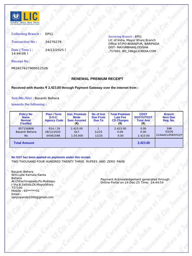 PremiumpaymentReceipt 34276279 | PDF