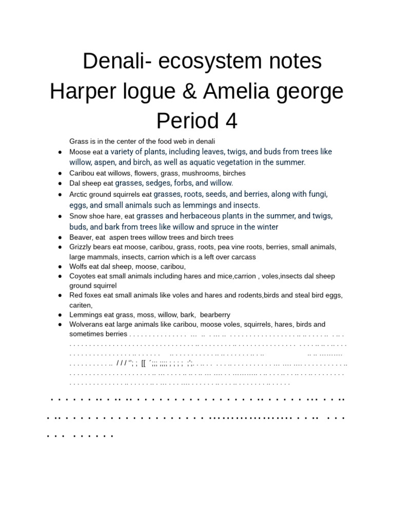 Th Ecosystem of the Alpine Tunderas of Denali - Google Docs | PDF