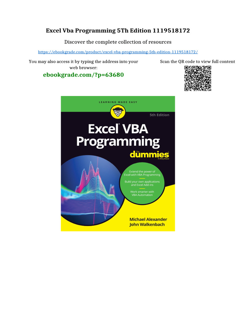 Excel VBA Programming 5th Edition 1119518172 Full Access | PDF ...