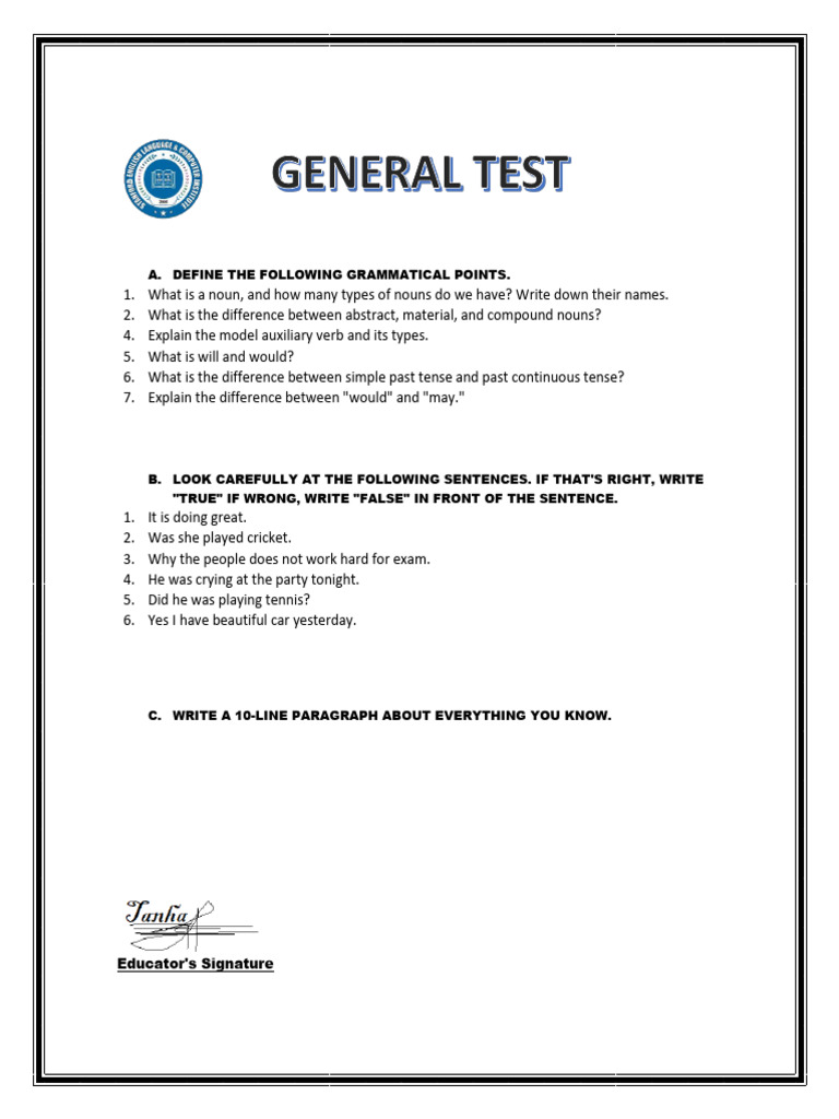 Genral Test For High Level | PDF
