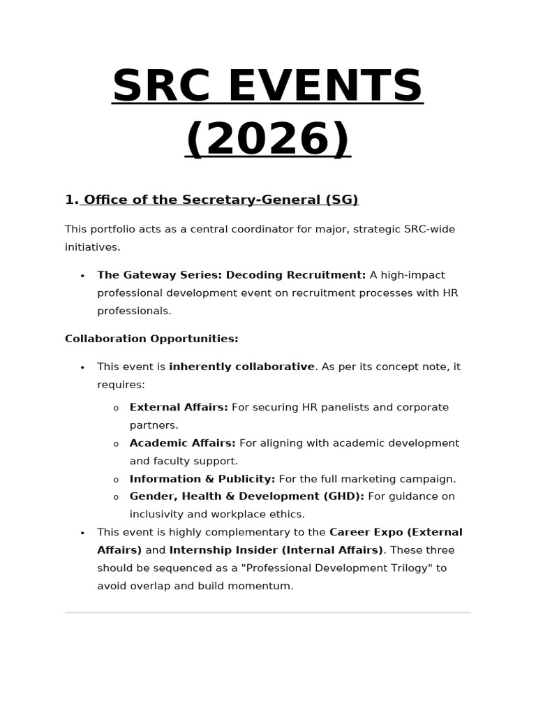 SRC Events 2026 | PDF
