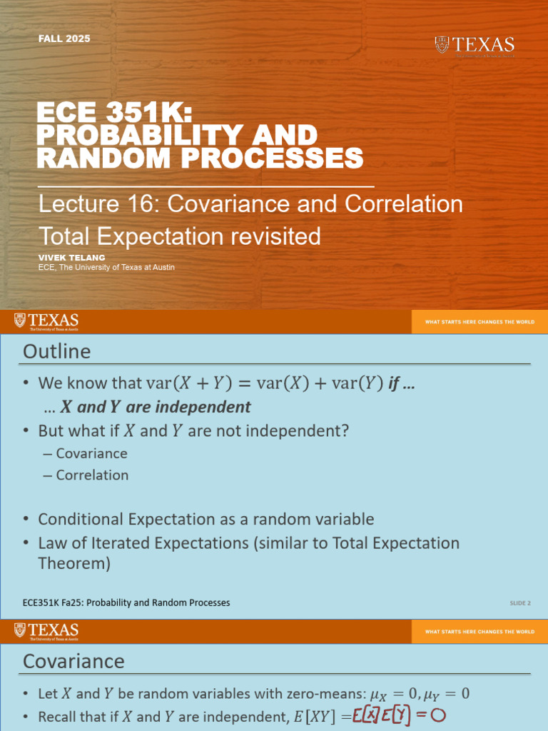L16 Covariance and Correlation, Total Expectation Revisited | PDF ...