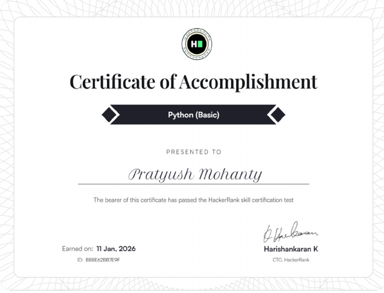 Python Basic Certificate | PDF