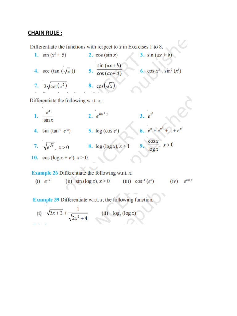 Differentiation - Chainrule - Implicit Functions and Logarithmic ...