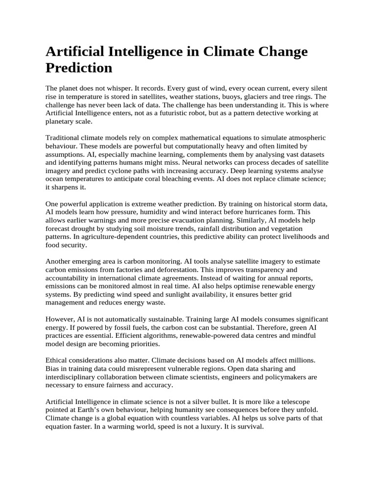 Artificial Intelligence in Climate Change Prediction | PDF ...