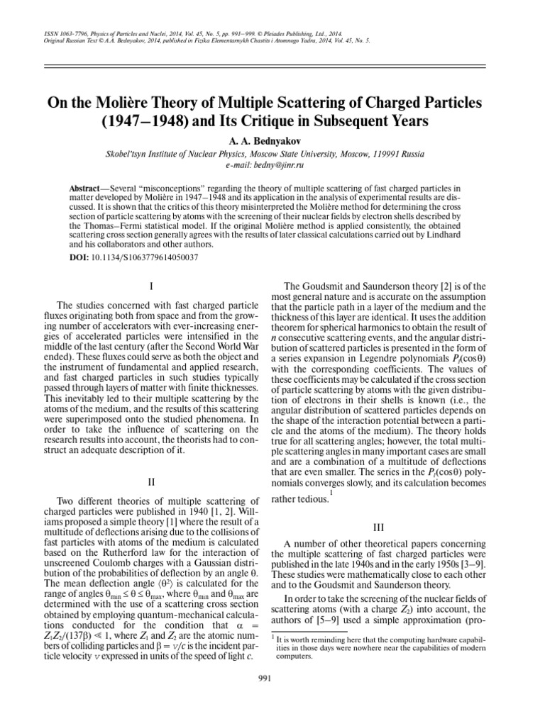 2014-On The Moliere Theory of Multiple Scattering of Charged Particles ...
