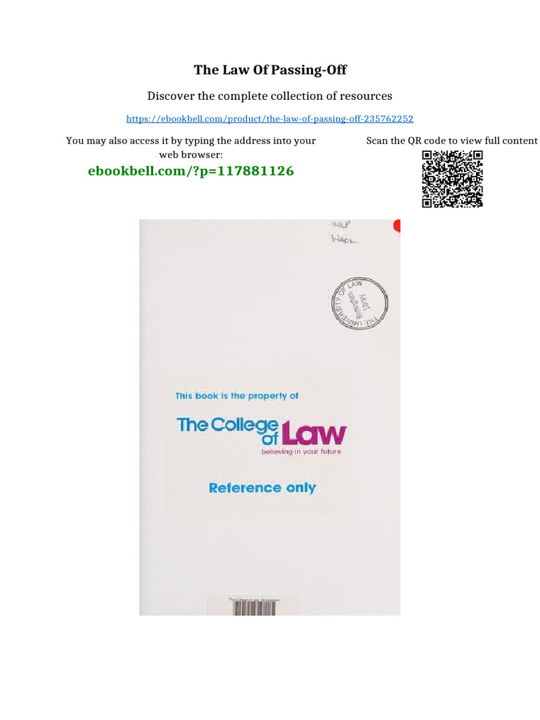 The Law of Passing-Off PDF Version | PDF | Intellectual Property | Property