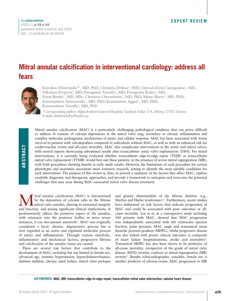 Mitral Annular Calcification in Interventional Cardiology-Address All ...