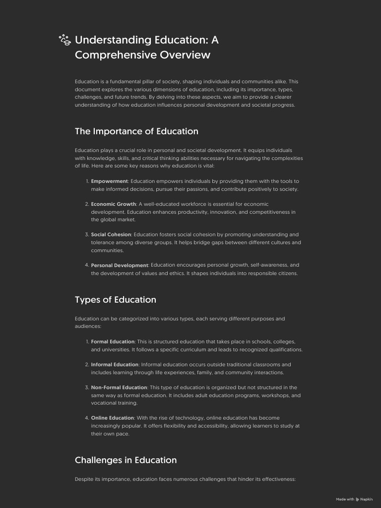 Understanding Education - A Comprehensive Overview | PDF | Learning ...