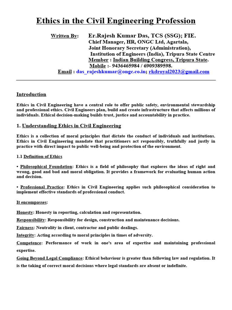 My Article On Ethics in The Civil Engineering Profession 18.03.2025 PDF ...
