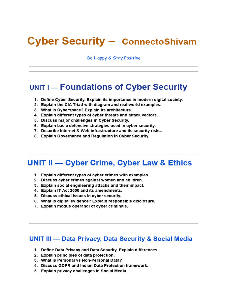 Cyber Security - ConnectoShivam | PDF | Security | Computer Security