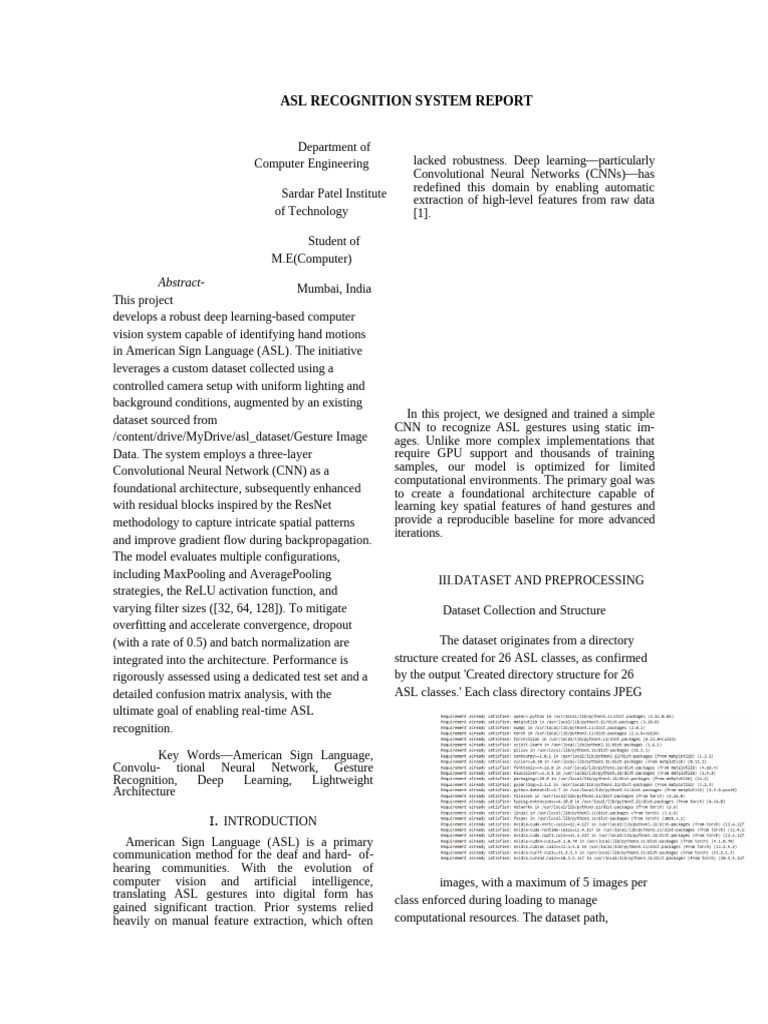 Final Project ASL Recognition Report | PDF | Deep Learning | Applied ...