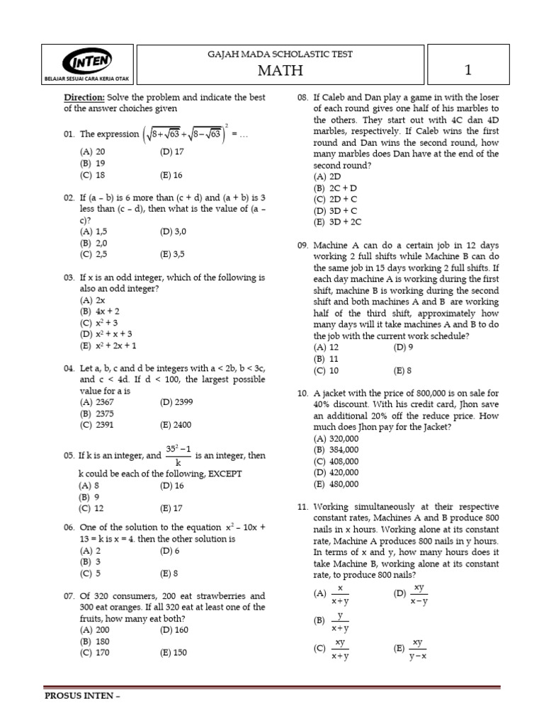(4) Set-1 Math (19-20) | PDF