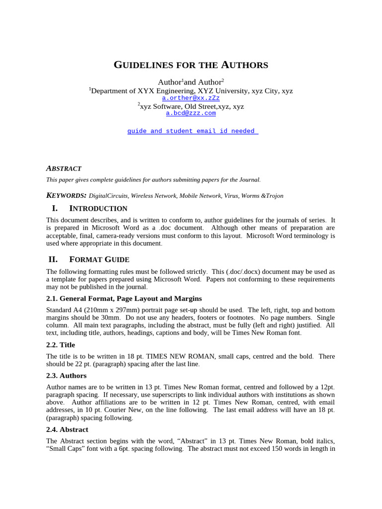 Paper Format | PDF | Microsoft Word | Times New Roman