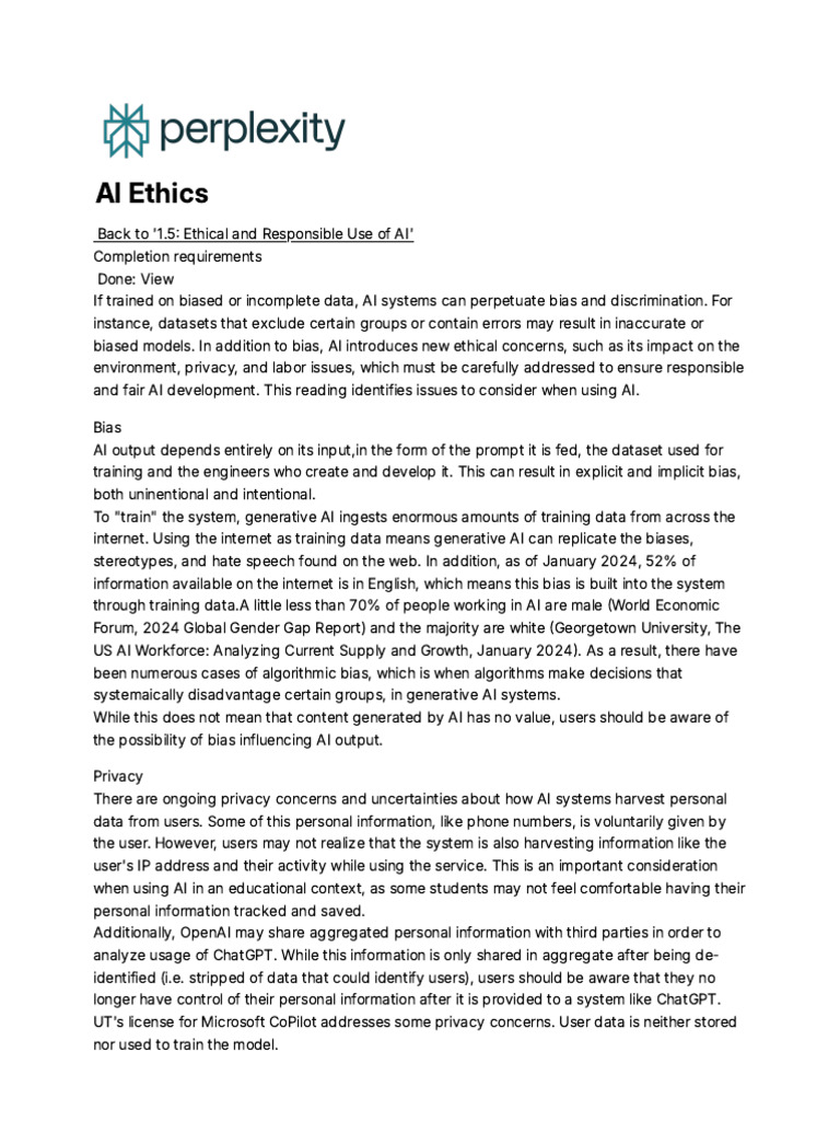 AI Ethics - ( Back To '1.5 - Ethical and Responsible | PDF | Artificial ...