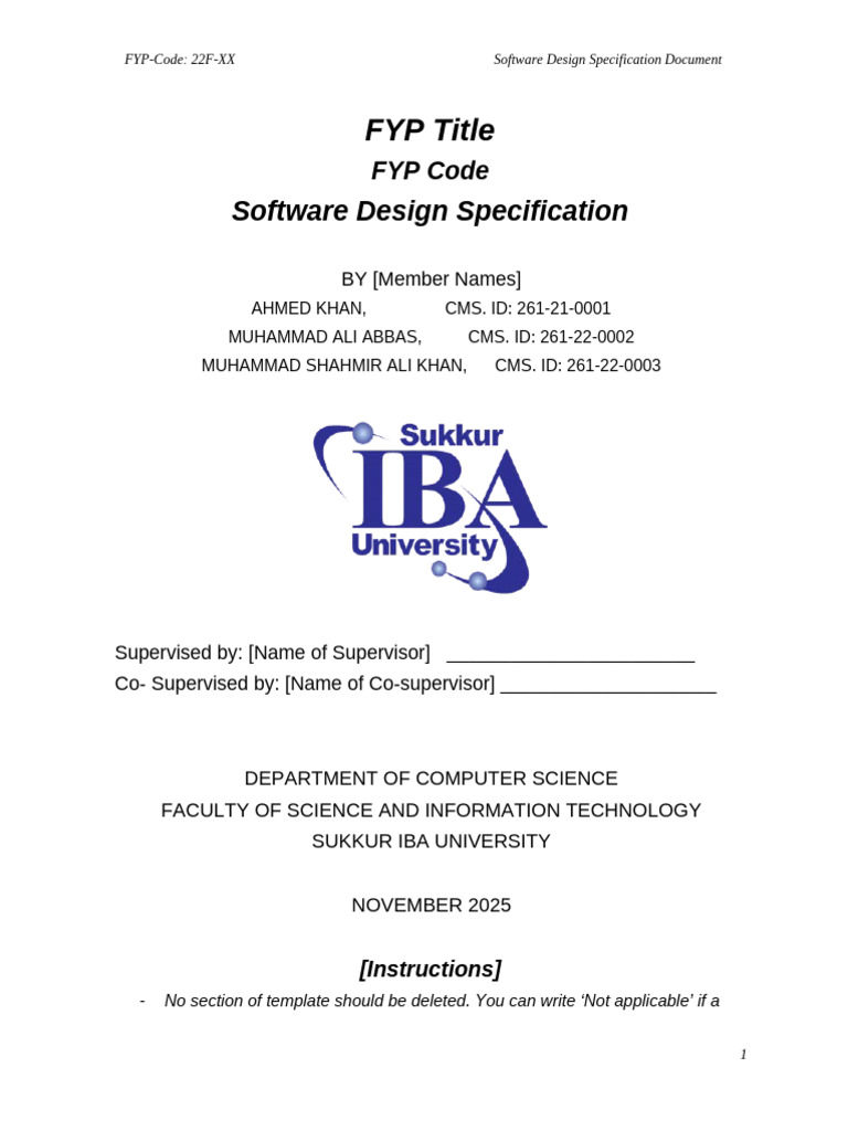 FYPI SDS Template Oct2025 | PDF | System | Specification (Technical ...