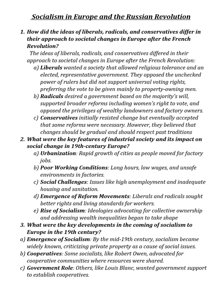 Socialism in Europe and The Russian Revolution | PDF | Socialism ...