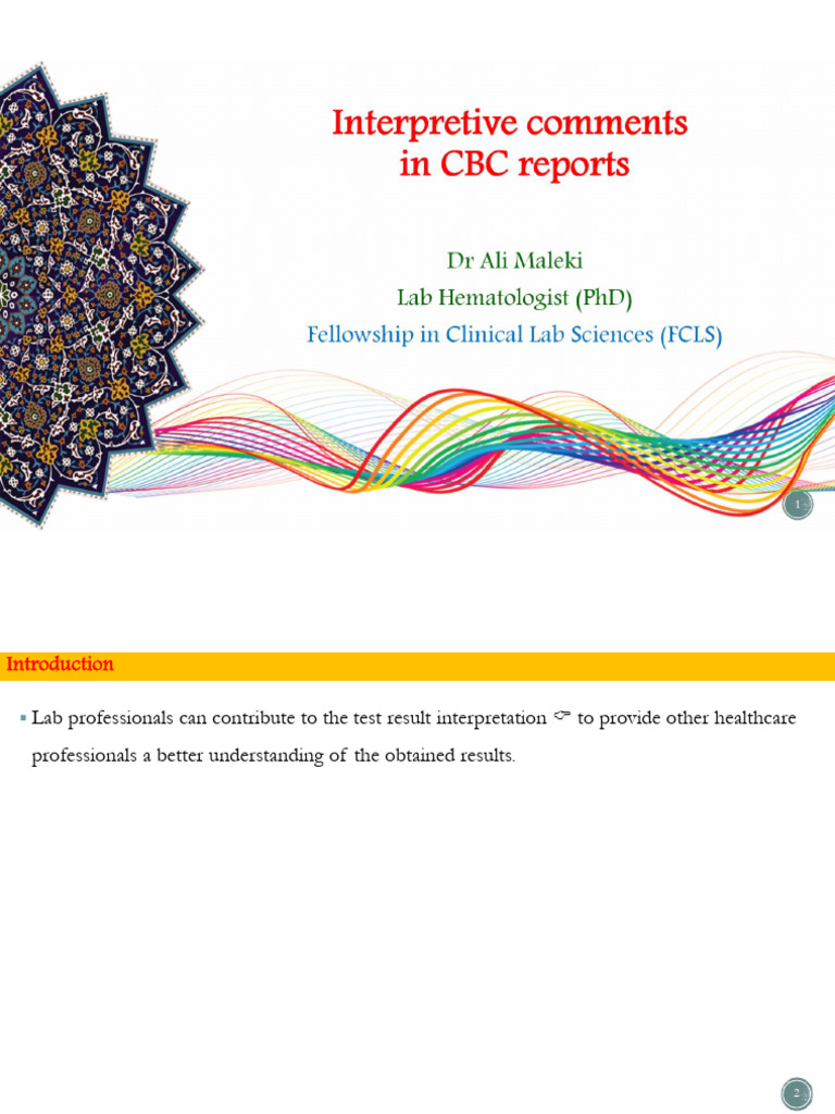 Interpretive Comments in CBC Reports: DR Ali Maleki Lab Hematologist ...