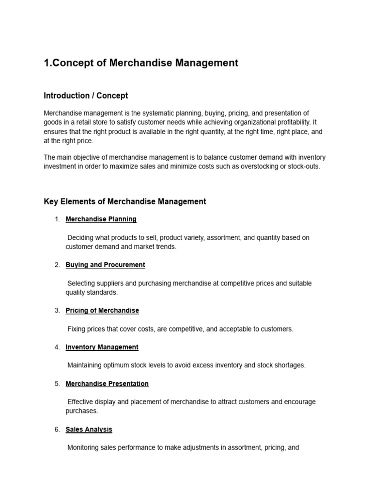Mod-4 Merchandise Management | PDF | Retail | Procurement